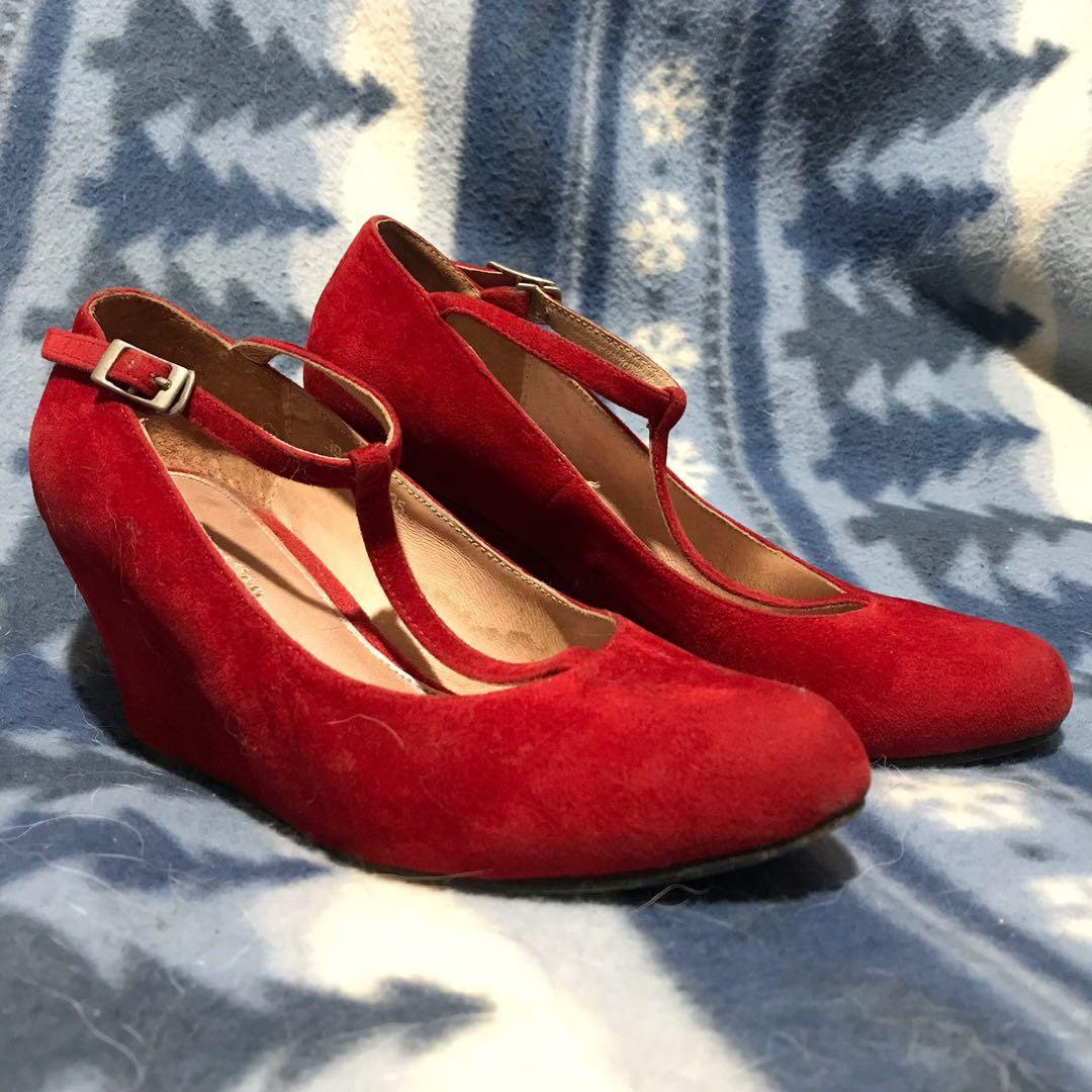 Velvet wedge heels online