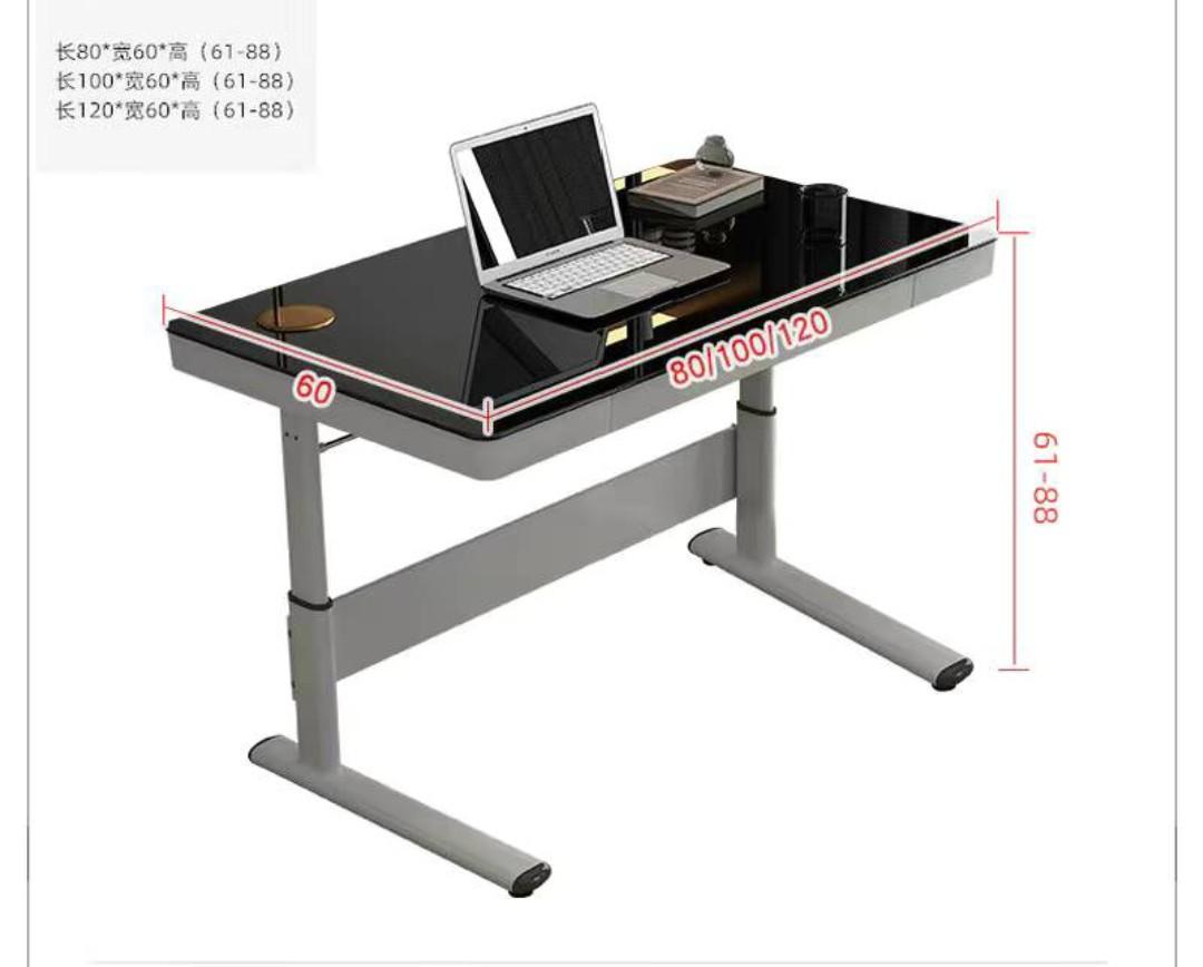 Height Adjustable Tempered glass Study Table, Furniture & Home Living ...