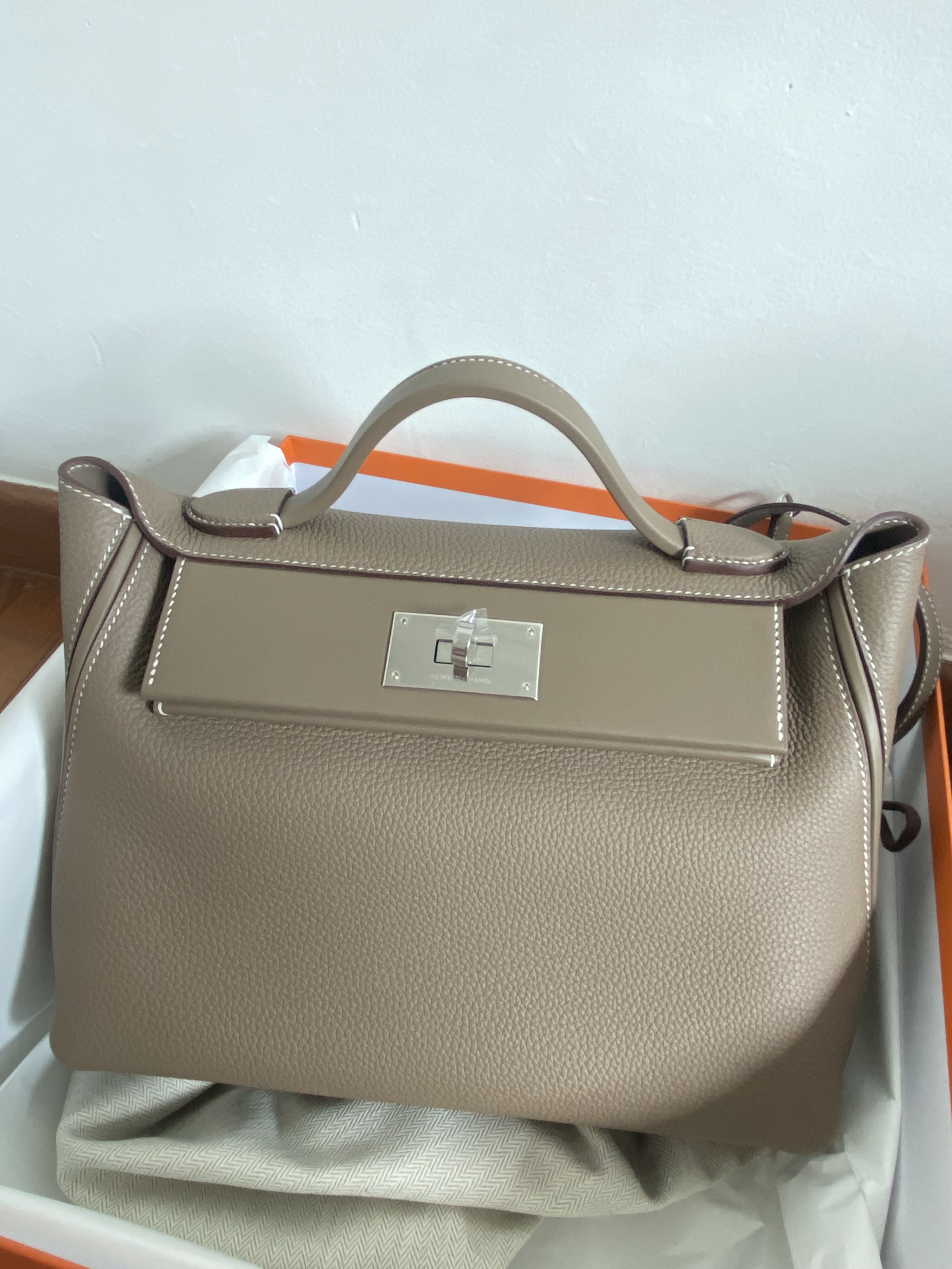Hermes Sac 2424 Womens Handbags, Grey, Free