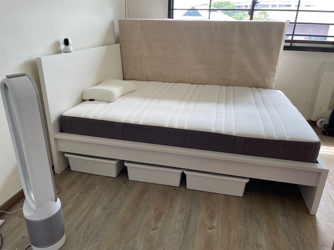 Ikea Queen Size Bed Frame with Mattresses, Furniture & Home Living