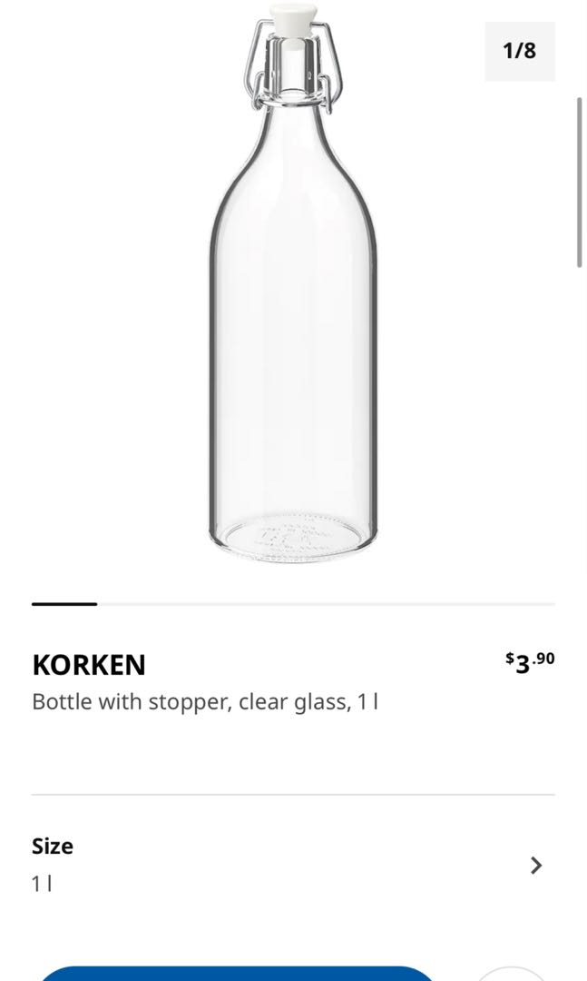 IKEA GLASS bottle 9pc stock, Furniture & Home Living, Kitchenware