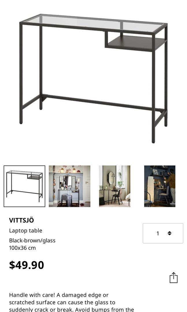 Ikea Glass Study Table, Furniture & Home Living, Furniture, Tables