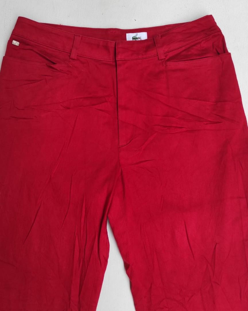 Lacoste red pants, Fesyen Pria, Pakaian 