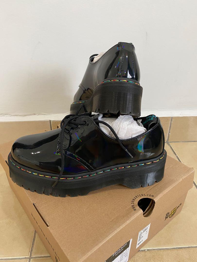 Limited edition Dr martens 1461 quad retro rainbow patent platform