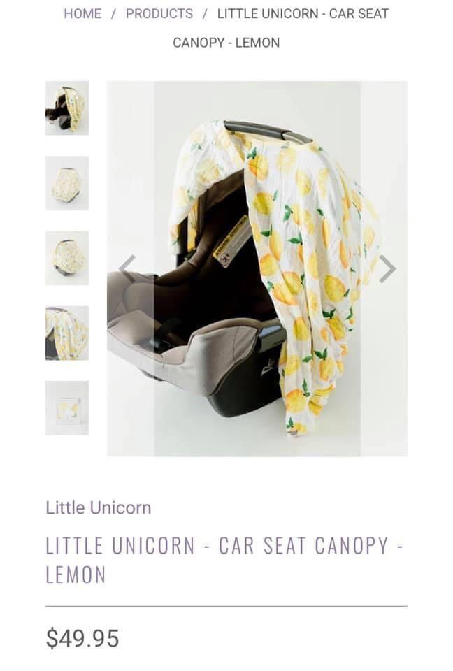 Little Unicorn Carseat Canopy (Category: Car Seats) located in Cabiao. Submitted by MomAndBabyCorner (Listing ID 1125067416, Image 3). Description: CARSEAT CANOPY •Brand: Little Unicorn •Muslin Fabric •PHP 800 .