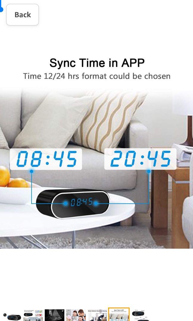 LXMIMI Hidden Camera Wireless, 140° Wide Angle Night Vision Clock Spy