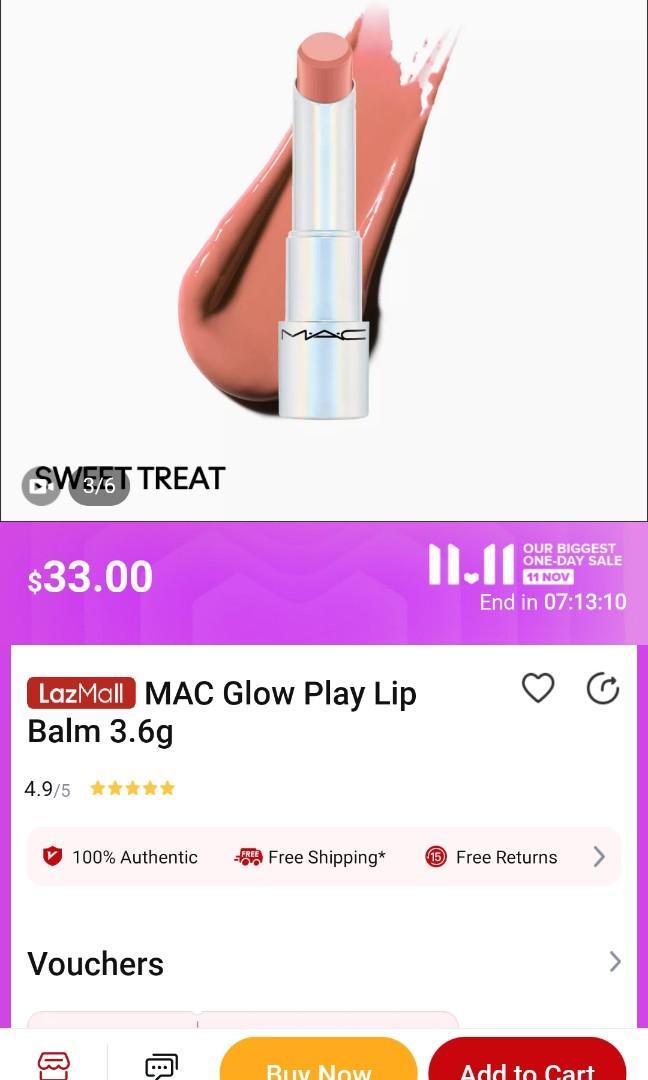 Mac glow play lip balm (sweet treat), Beauty & Personal Care, Face