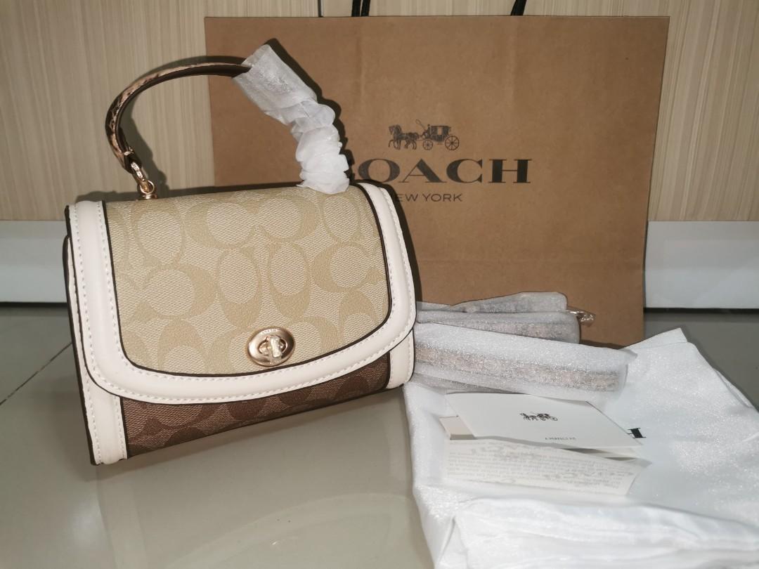 Coach micro tilly top handle cheap in blocked signature canvas
