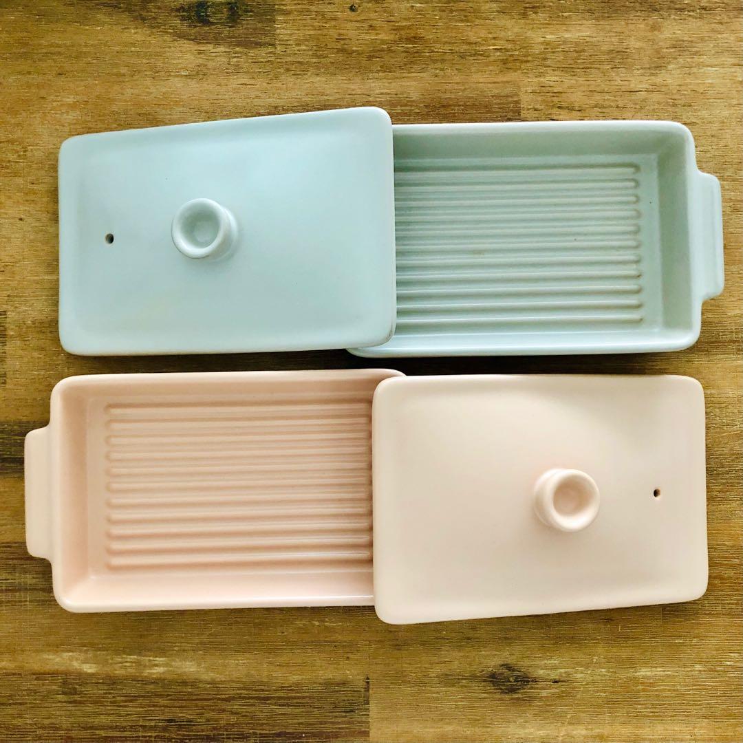 Set of 2 Microwavable Ceramic Plates for Grilling Fish, Furniture