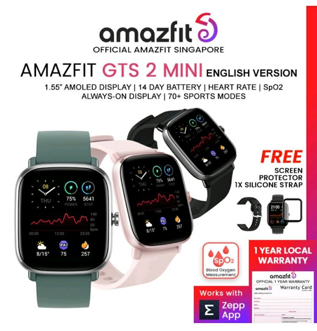 Official Amazfit Singapore AMAZFIT GTS 2 Mini GPS Waterproof Smart Watch English Version