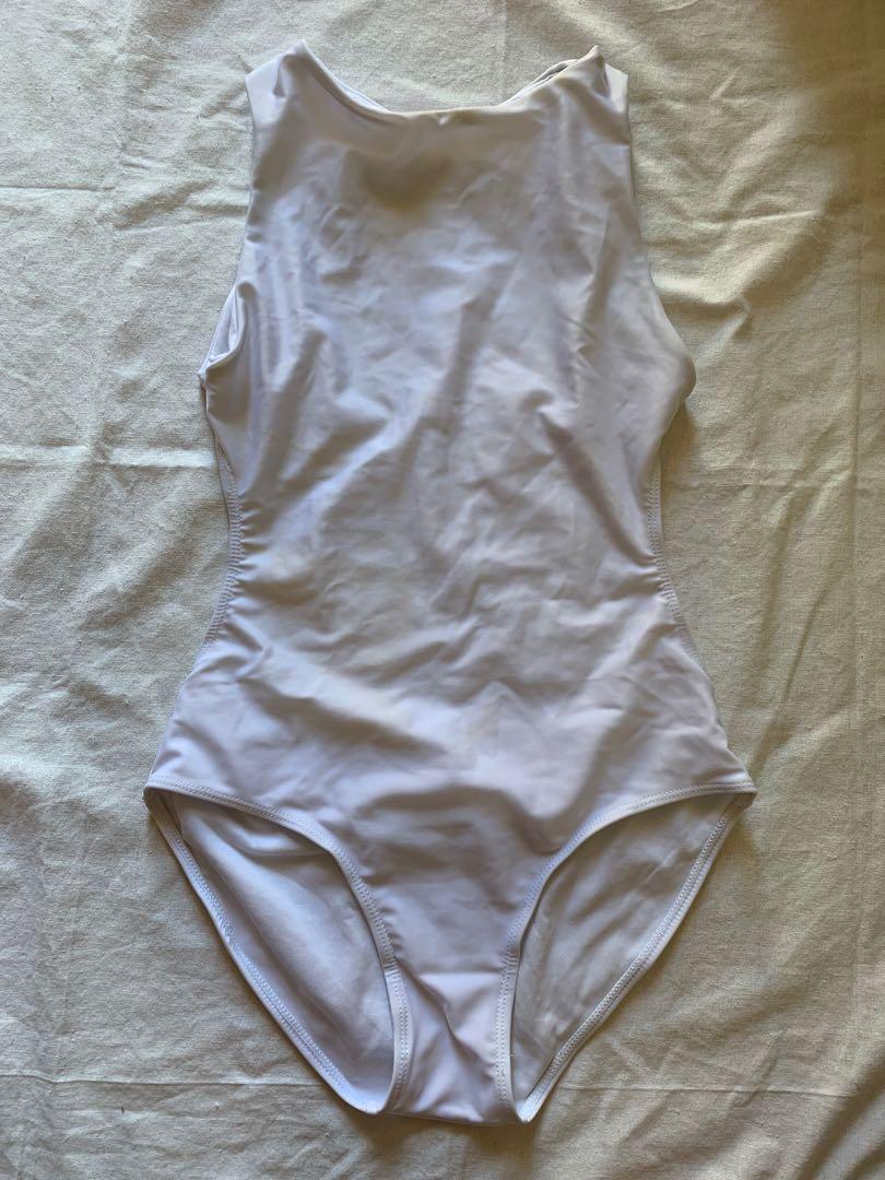 Halter One Piece Swimsuit White Women S Fashion Swimwear Bikinis Swimsuits On Carousell