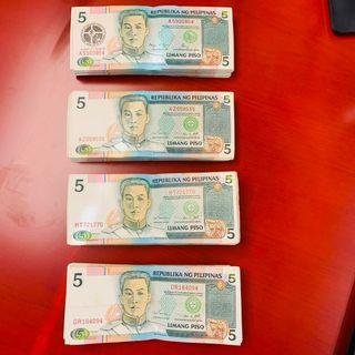 P5 Philippine Currency Bills
