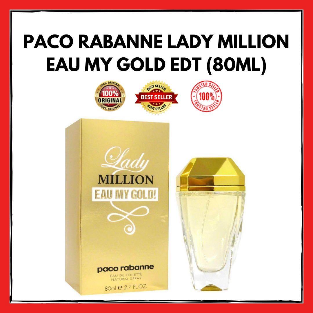 PACO RABANNE LADY MILLION EAU MY GOLD EDT 80ML ORIGINAL, Beauty & Personal  Care, Fragrance & Deodorants on Carousell