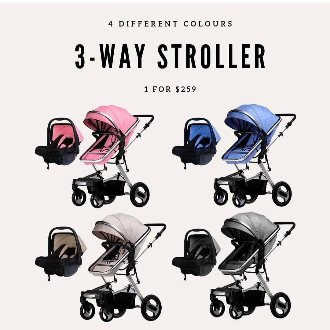 Pink 3 Way Stroller Brand New Babies Kids Going Out Strollers on Carousell