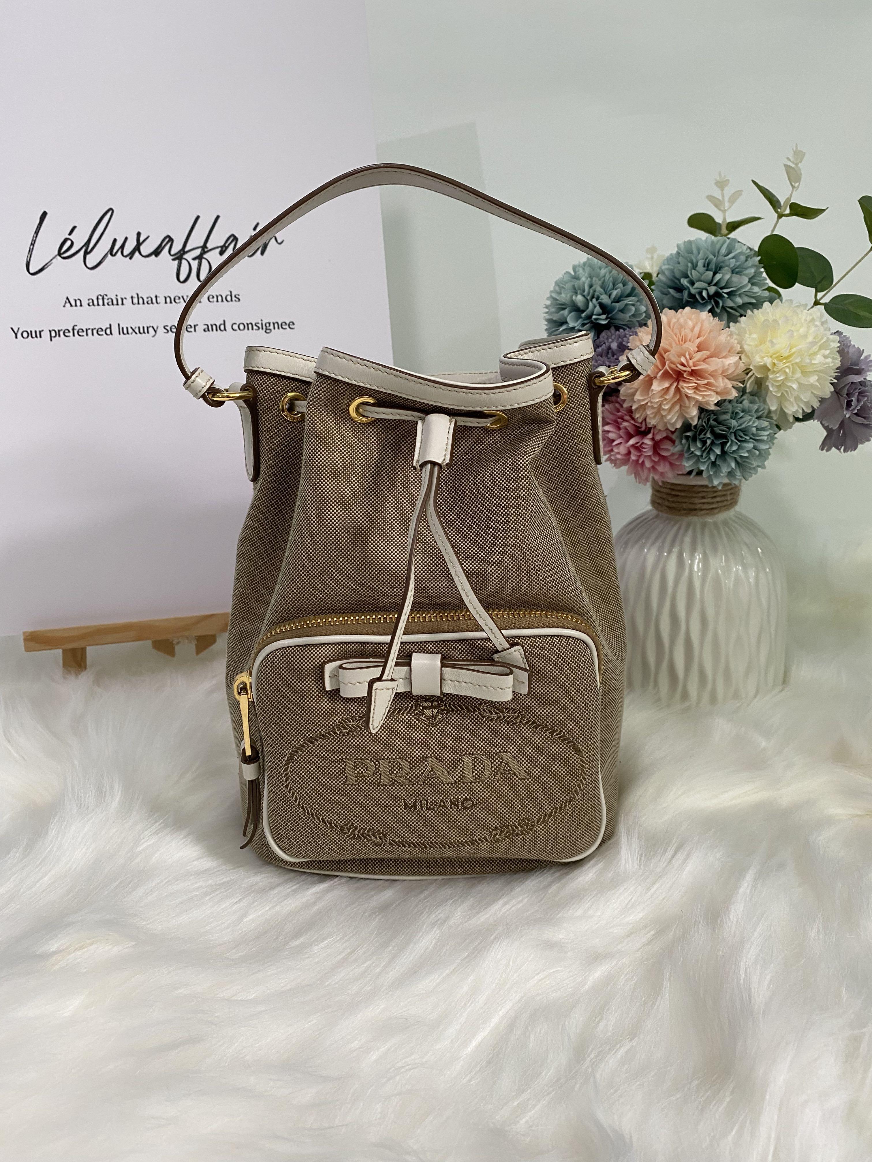 Prada fabric bucket discount bag