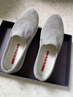 PRADA slip on sneakers Grey suede 37.5