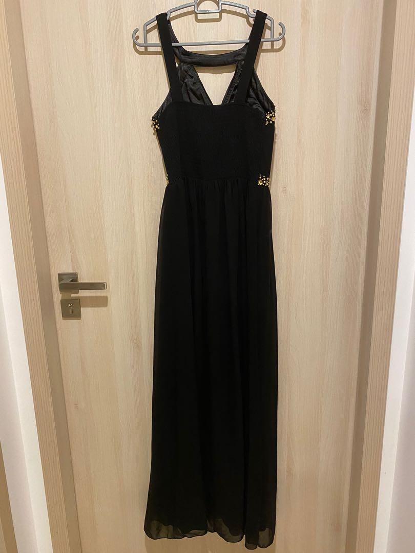 Quiz black sale embellished maxi dress