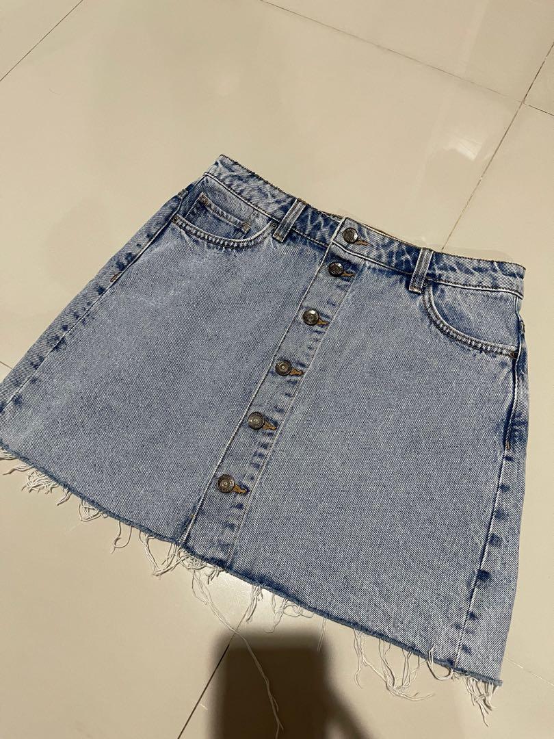 Rek denim zara/skirt jeans zara, Fesyen 
