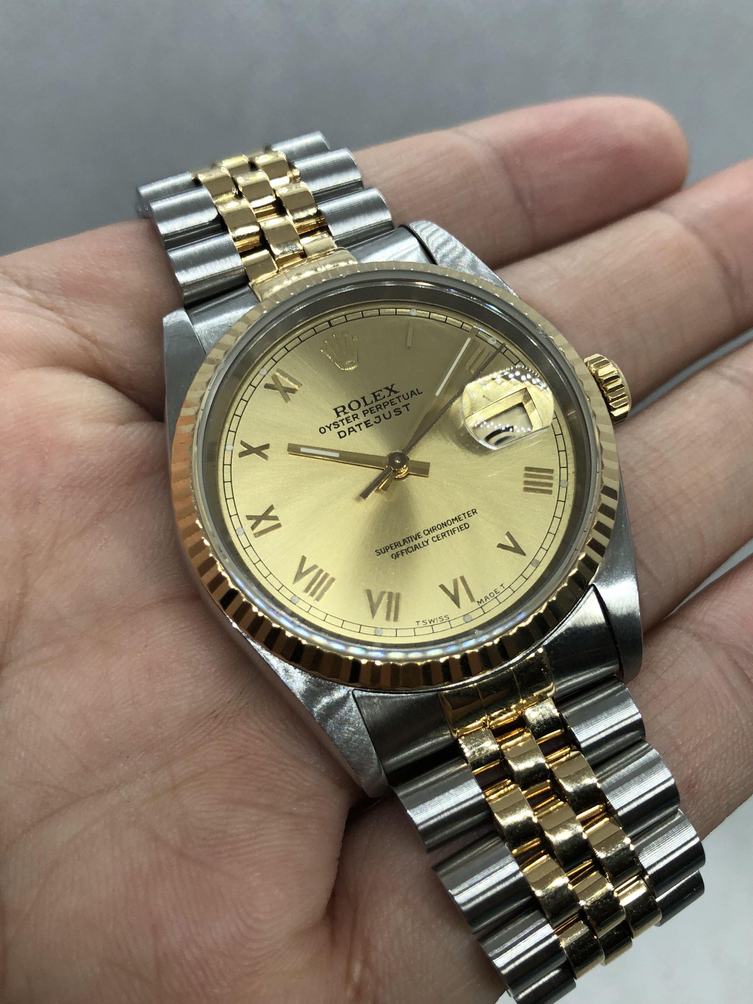 Rolex Datejust 36 Champagne Roman 16233 Vintage Automatic Luxury