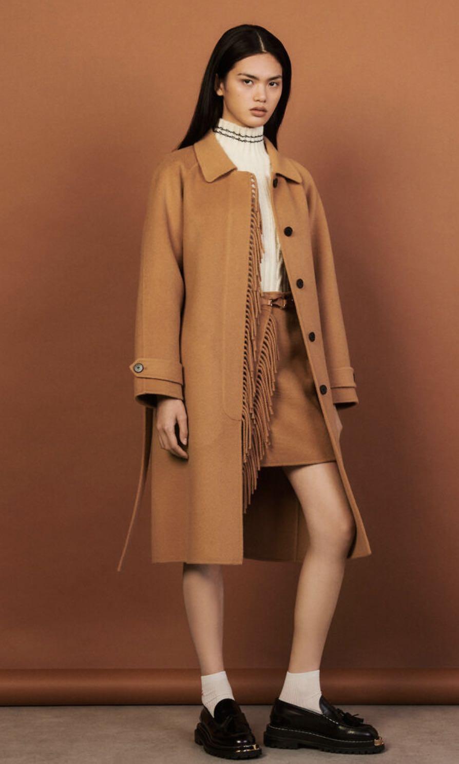 Sandro camel coat best sale