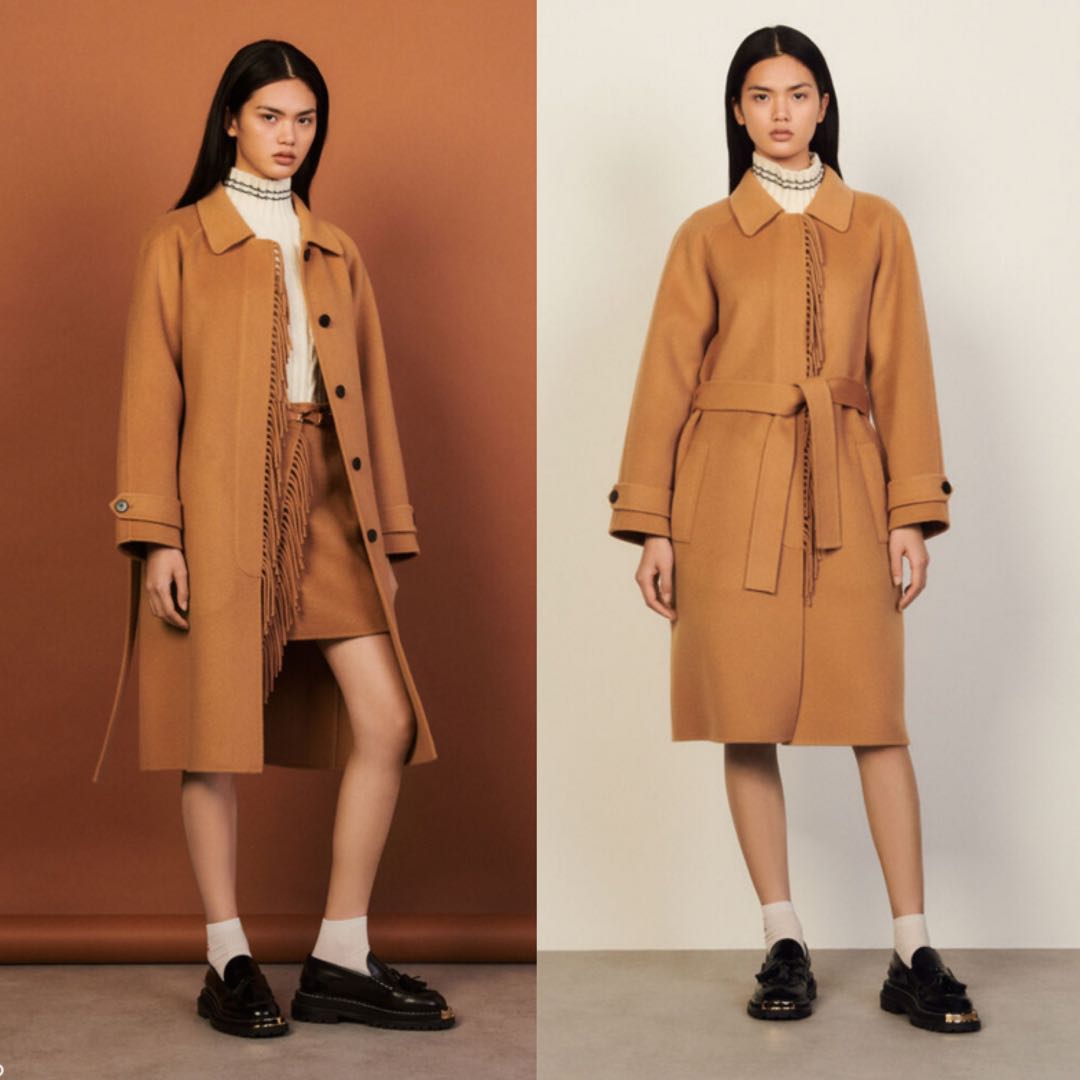 Sandro camel wool coat clearance