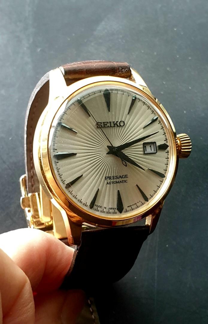 Seiko Presage 4R350 O1 N2 Gold plated Automatic Men Watch