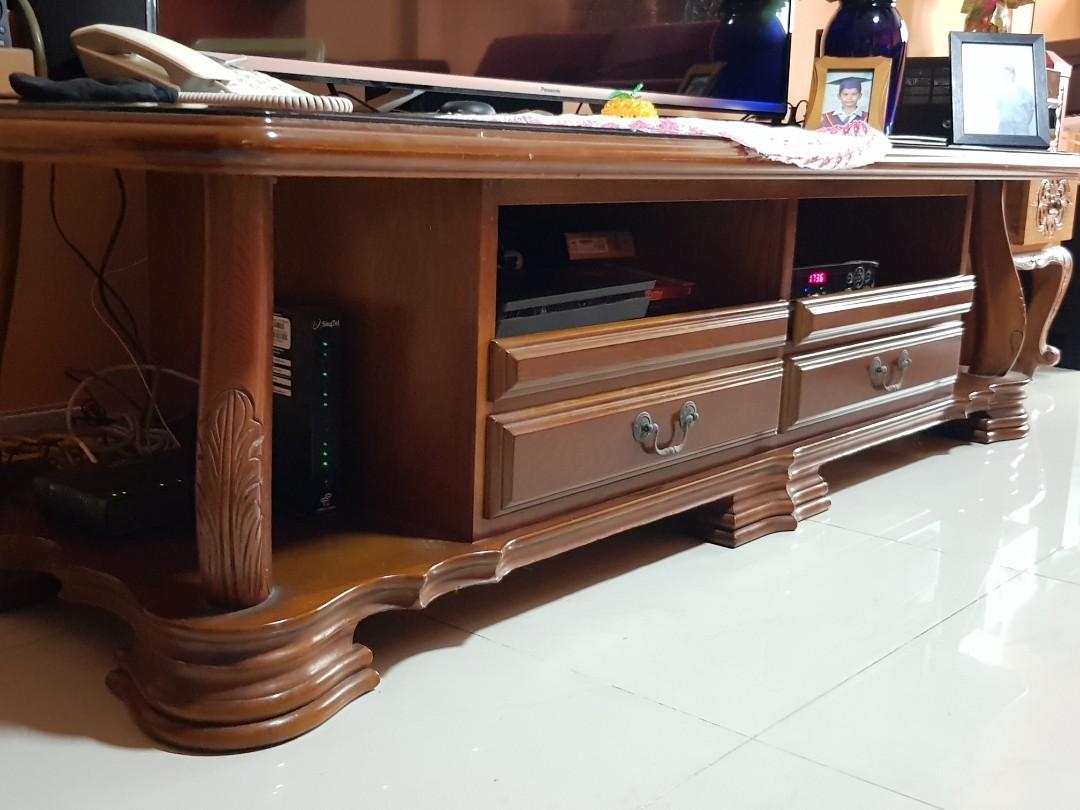 Solid walnut wood TV console, Furniture & Home Living, Furniture, TV