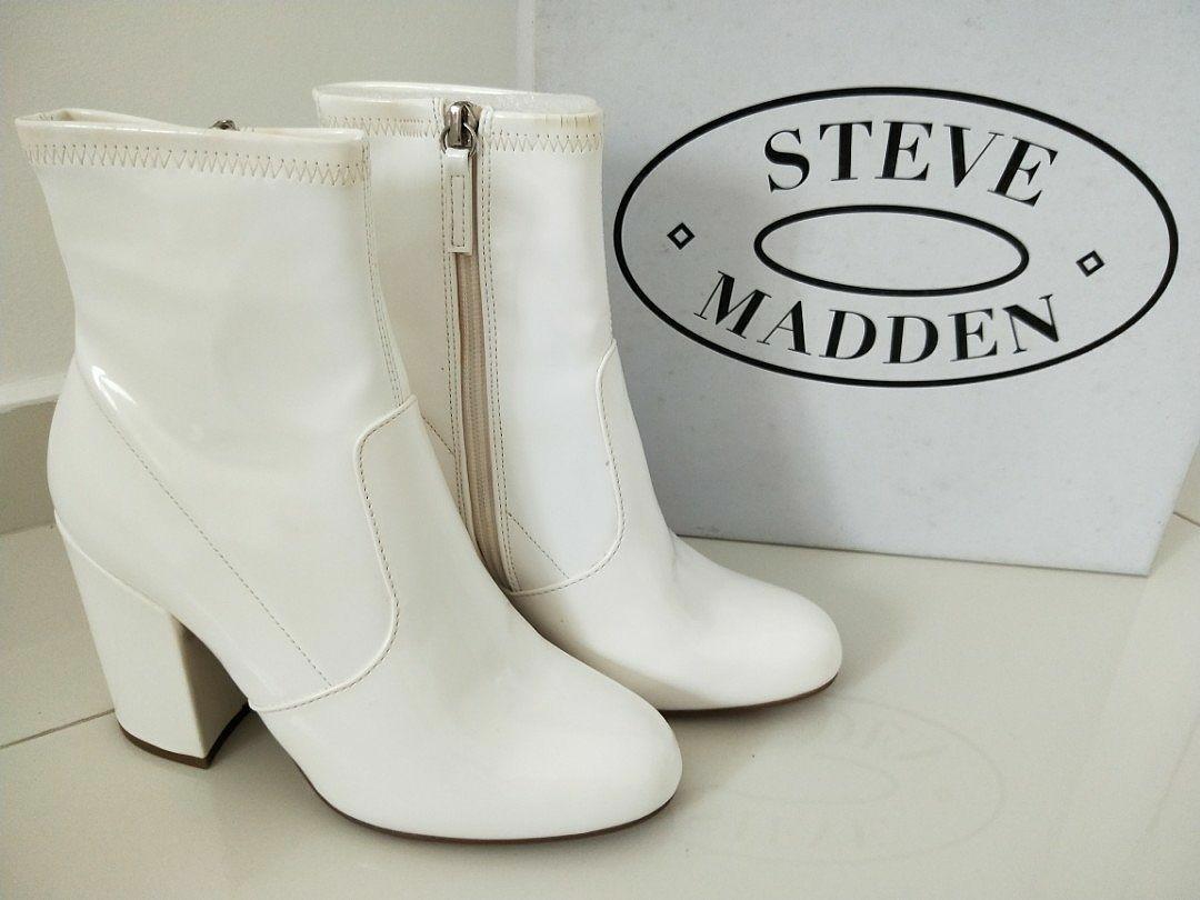 Steve Madden Shoes White Patent Women s Fashion Footwear Boots on Carousell