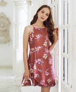 TCL Audina Floral Printed Dress in Terracotta