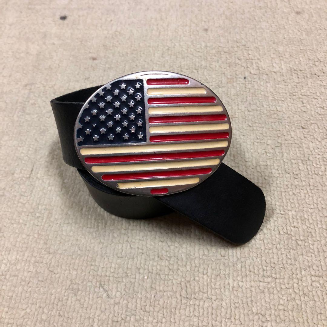 Vintage American Flat Buckle Belt Genuine Leather Made In Spain, Men's