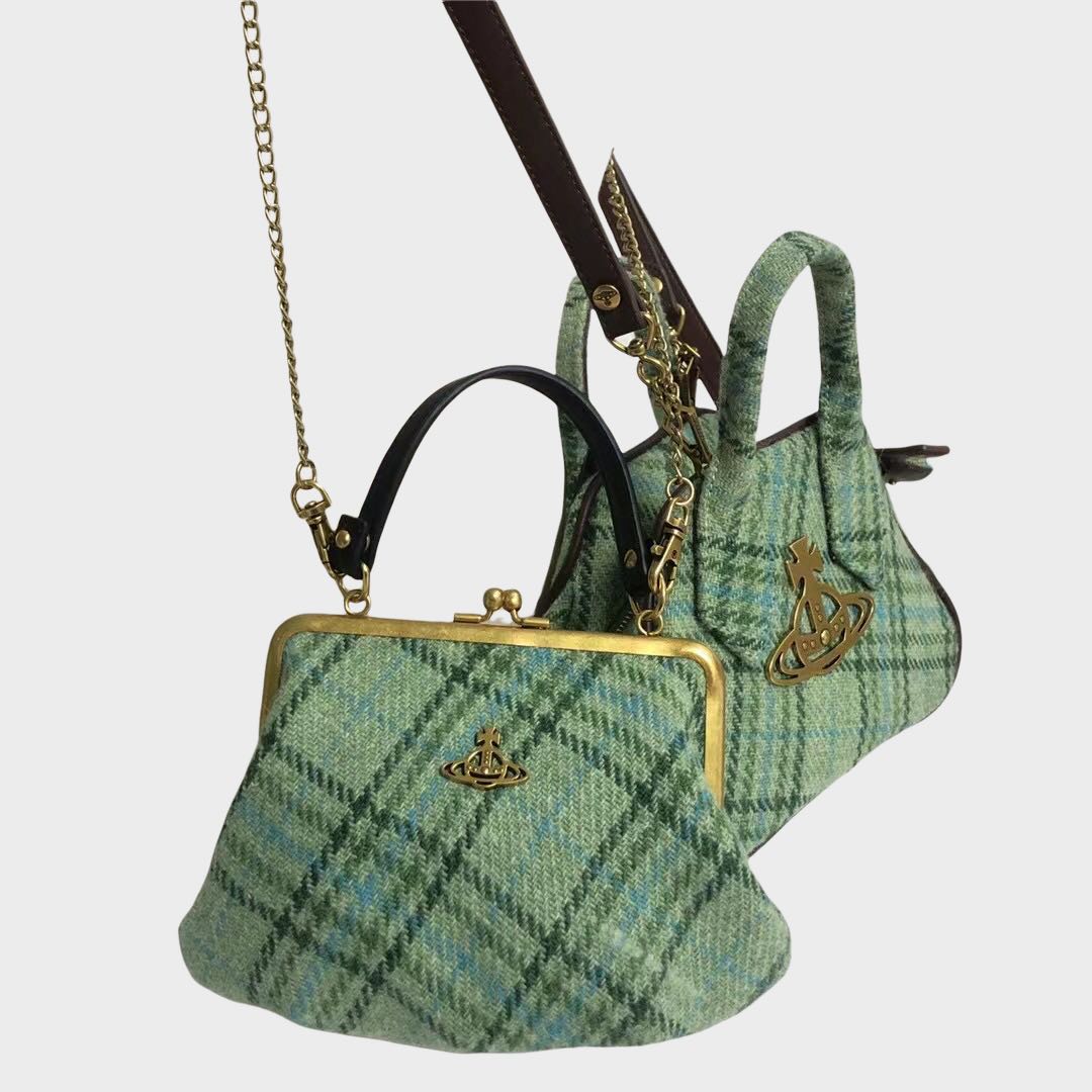 Vivienne westwood green tartan bag deals