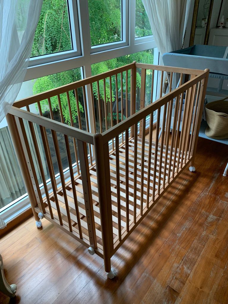 BSCR Japanese Wooden Adjustable Cot Crib, Babies & Kids, Baby Nursery