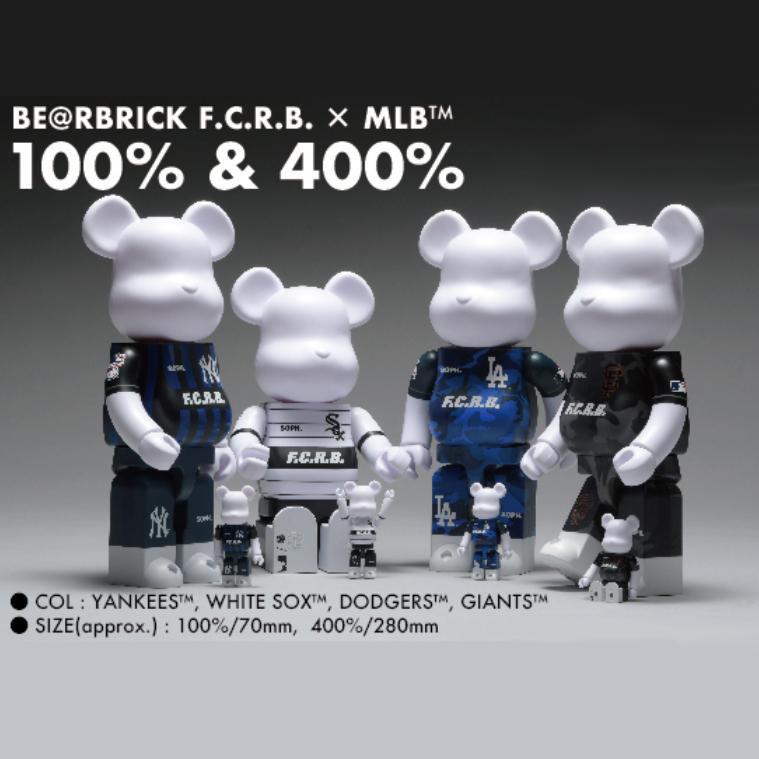 現貨) Bearbrick x FCRB x MLB 400% + 100% Set, 興趣及遊戲, 玩具