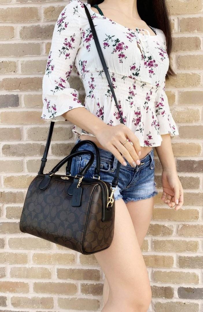 Coach MINI BENNETT SATCHEL IN SIGNATURE CANVAS BARREL BUCKET BAG HANDBAG CROSSBODY COACH F32203 Carousell