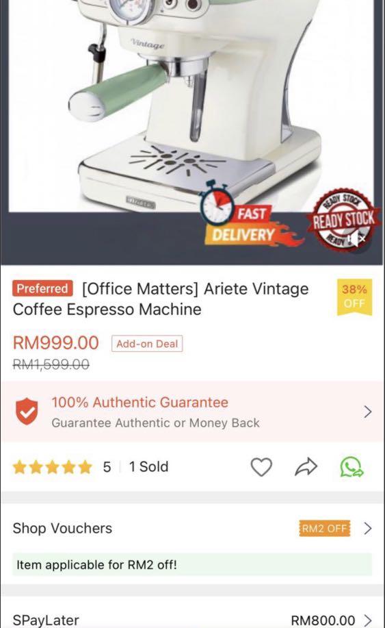 Ariete espresso coffee machine, TV & Home Appliances, Washing Machines and Dryers on Carousell