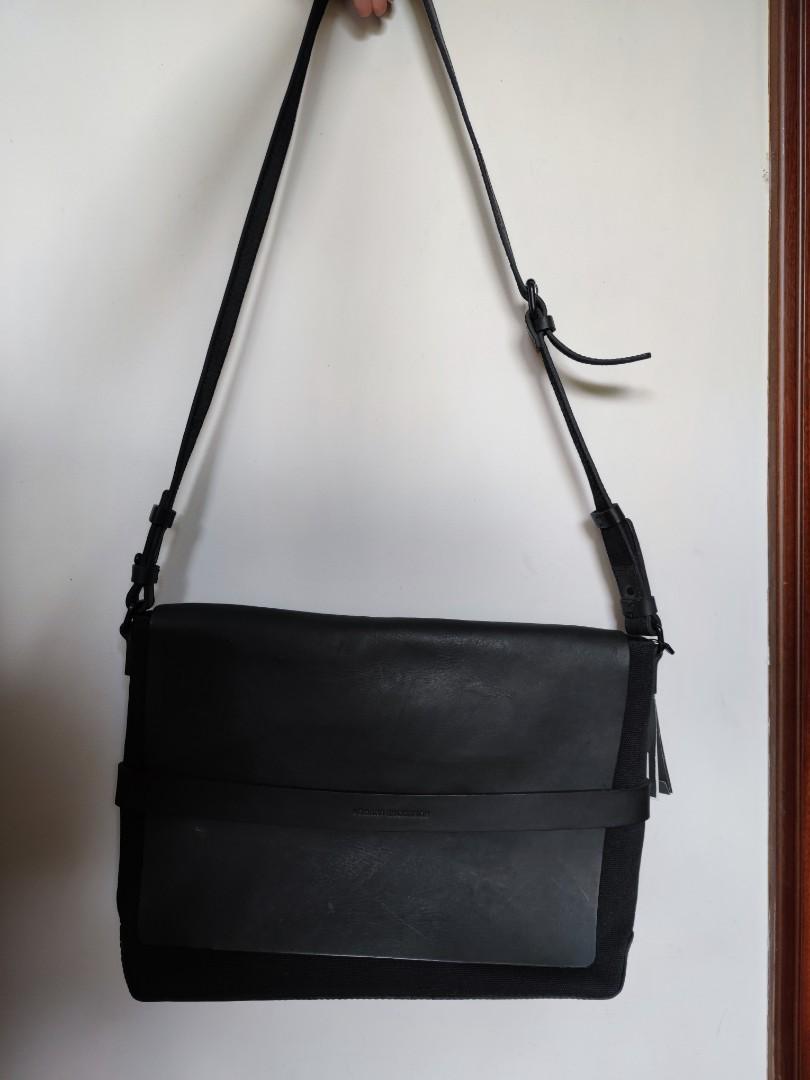 Armani Exchange black leather messenger bag, Men's Fashion, Bags, Sling