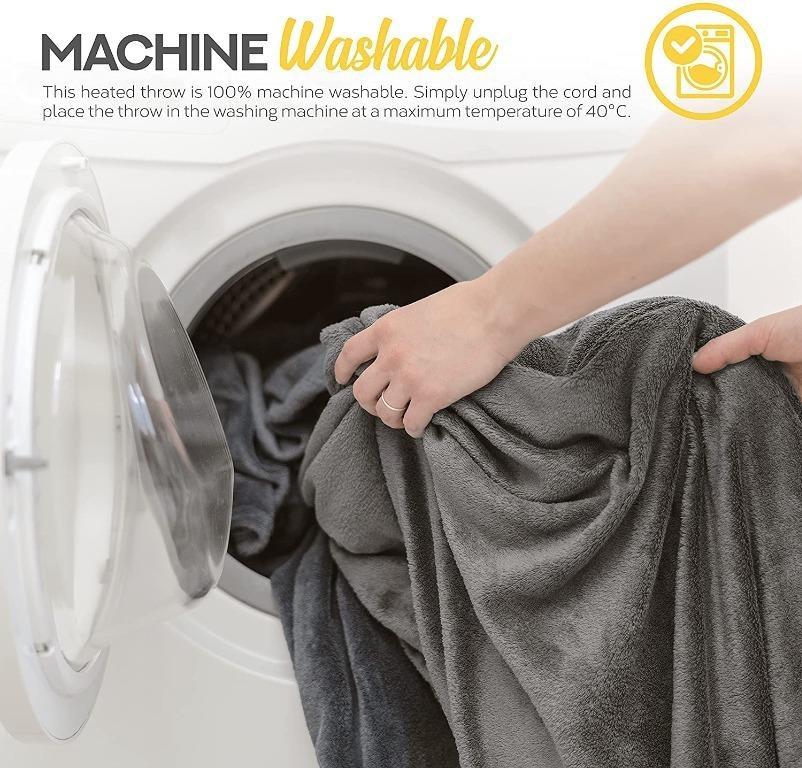 C1161} MONHOUSE Heated Throw - Electric Blanket - Digital Controller -  Timer up to 9 hours, 9 Heat Settings, Auto Shutoff - Machine Washable -  160x130 grey, Furniture u0026 Home Living, Bedding u0026 Towels on Carousell