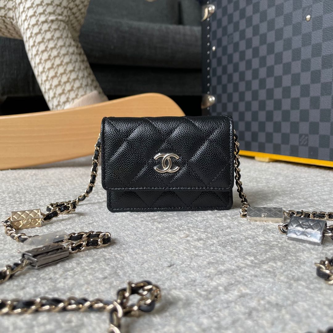 Chanel Bag Charm Cardholder w chain, Luxury, Bags & Wallets on