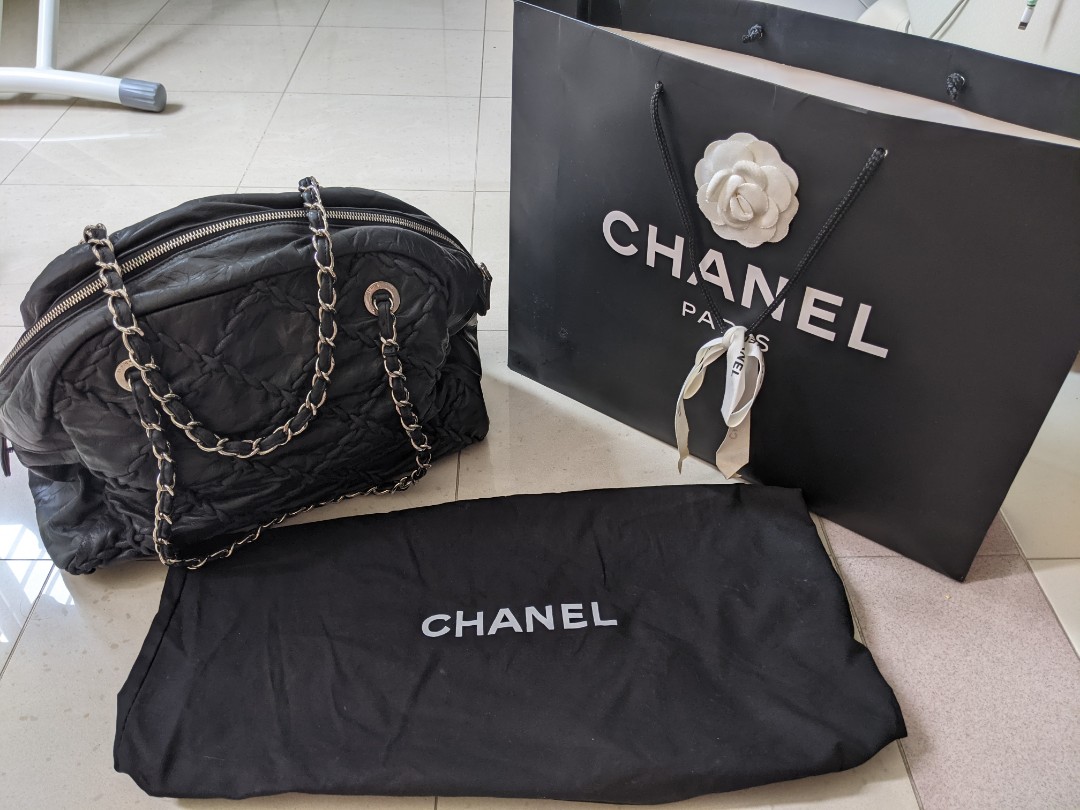 Chanel Quilted Crinkled Leather Ultra Stitch Bowling Bag from