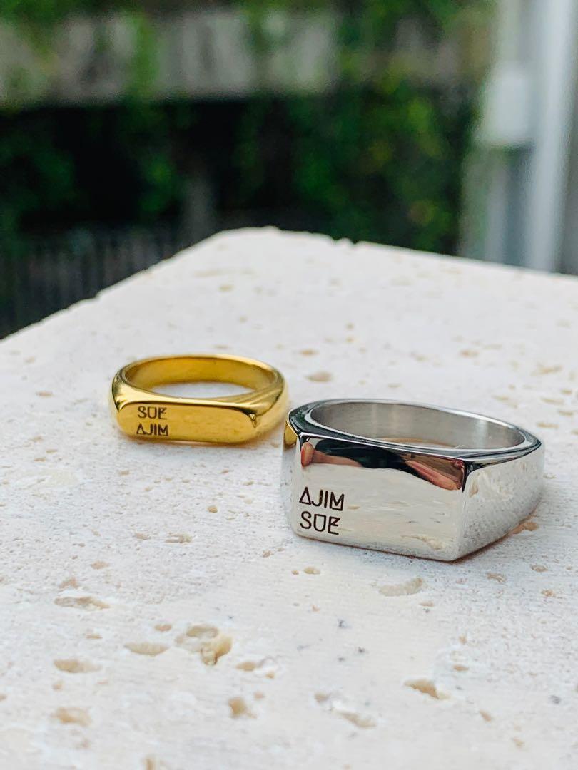 Gents gold sale ring with name