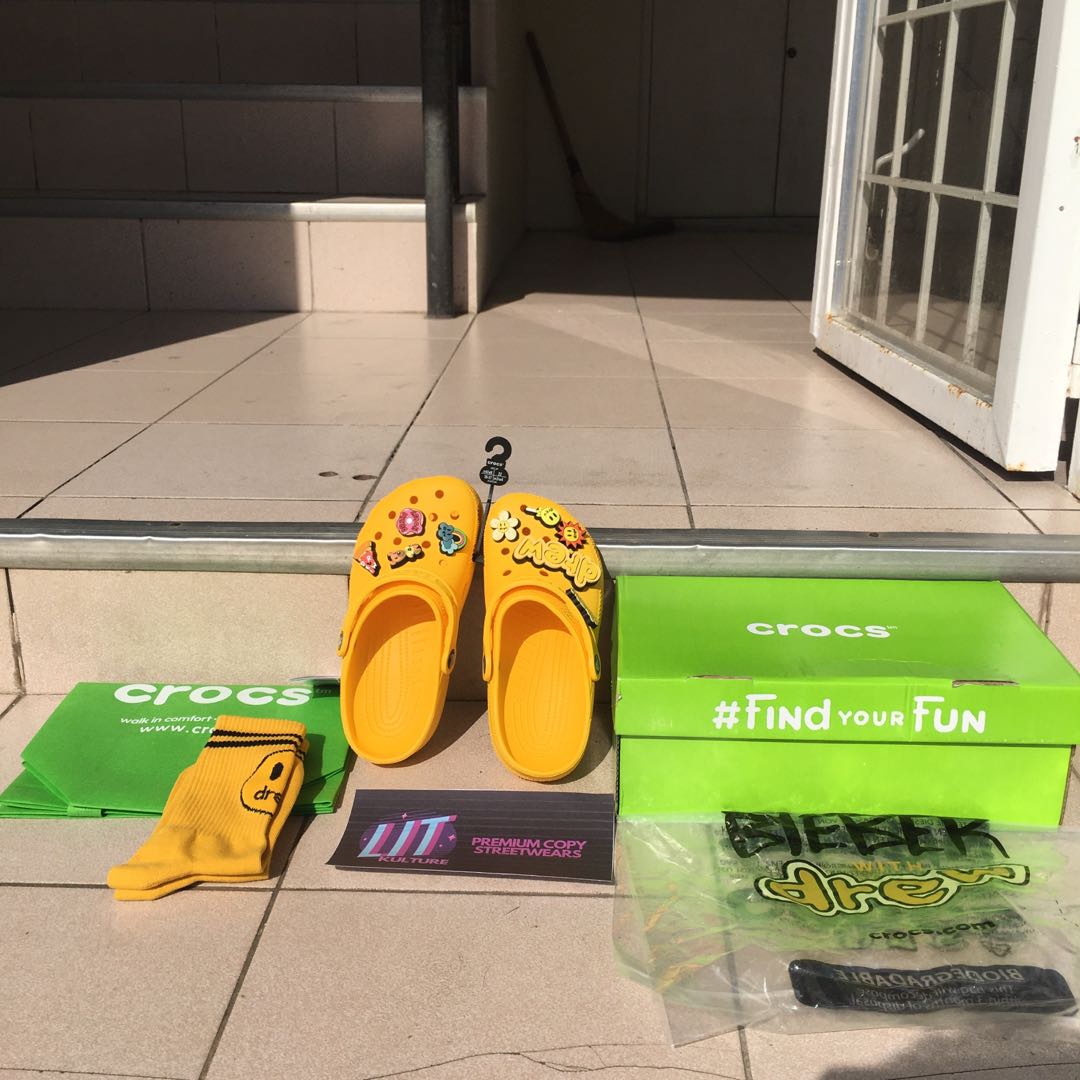 Crocs x Drew House collab V1 (Yellow), Men's Fashion, Footwear