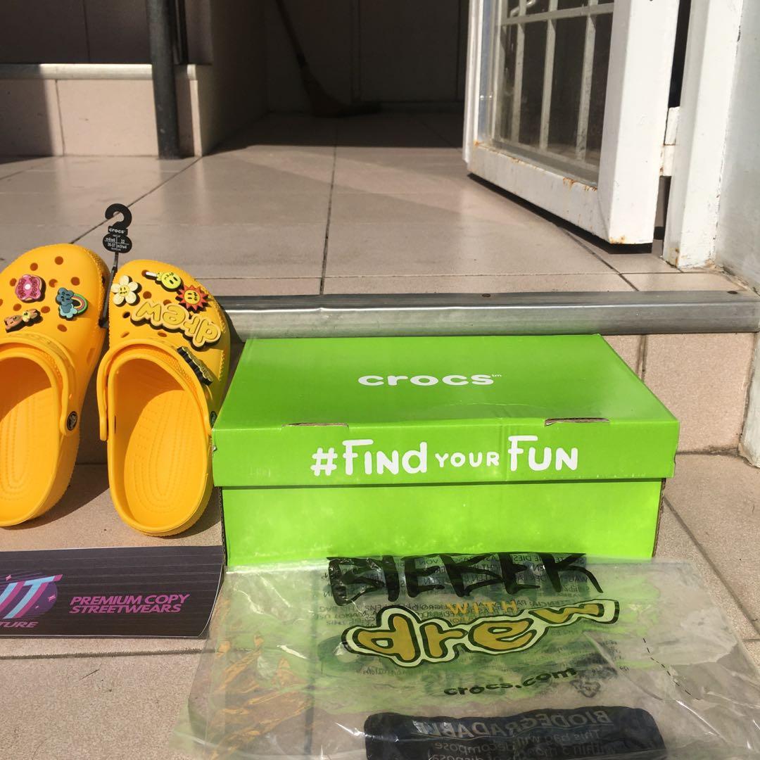 Crocs x Drew House collab V1 (Yellow), Men's Fashion, Footwear