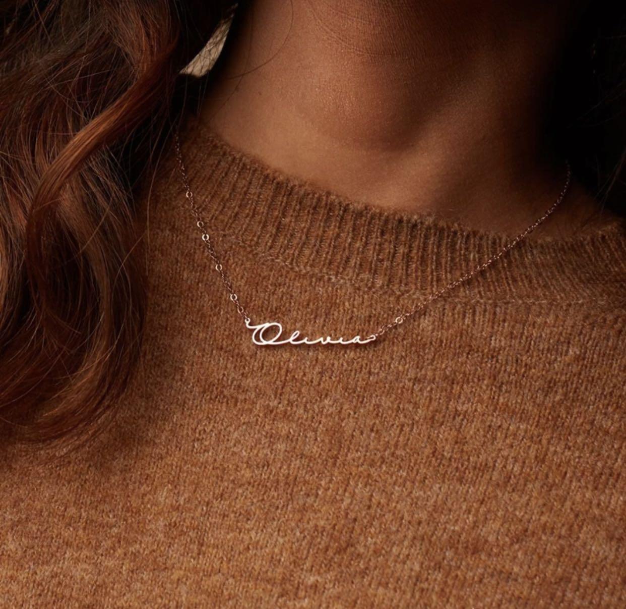 Dainty gold hotsell name necklace