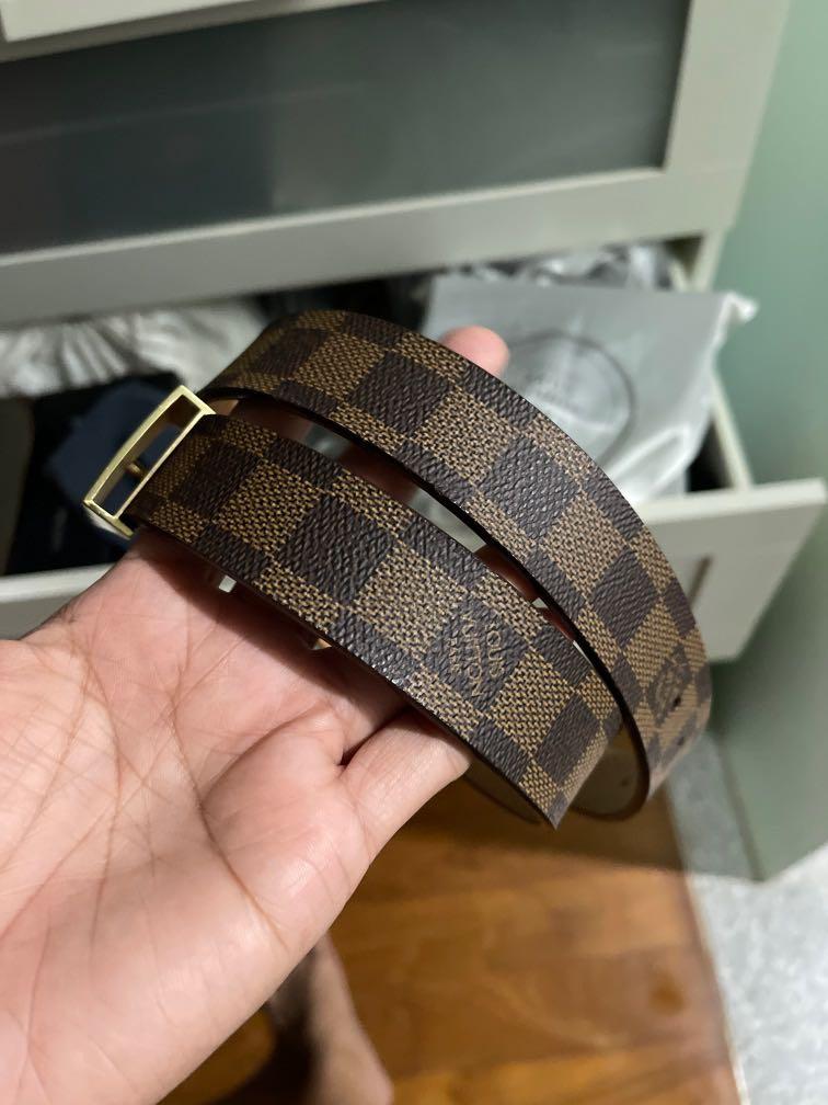 Louis Vuitton Gold Buckle Damier Belt Genuine Leather Black, Men's