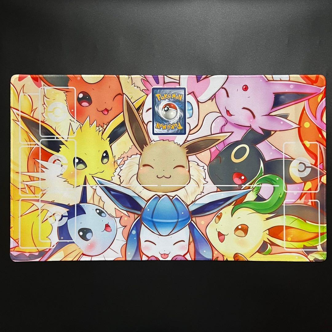Eeveelution TCG Playmat Pokemon PTCG Card Game Desk Mat Pad Eevee Flareon Jolteon Vaporean