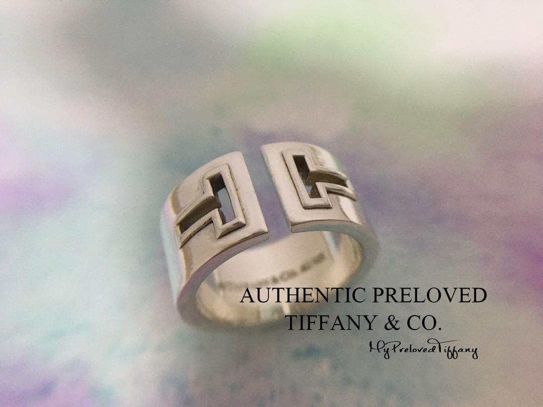 Excellent Authentic Tiffany Co. T Two Cutout Silver Wide Ring Women s Fashion Jewelry Organisers Rings on Carousell