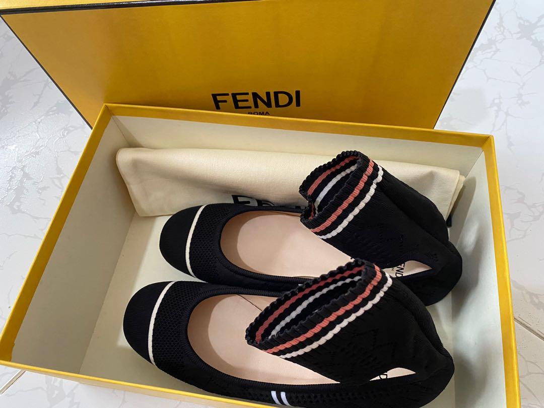 Fendi Multicolor Striped Knit Fabric Ballet Flats Size 36 Fendi