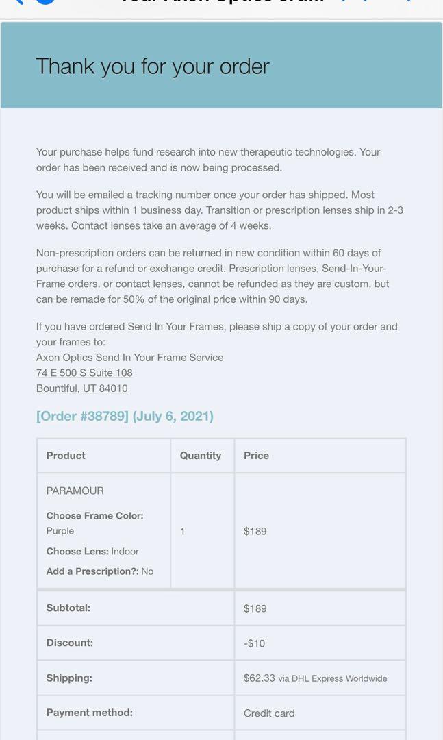 FL41 Lense Axon Optics Therapeutic Eyewear Migraine Glasses, Women's