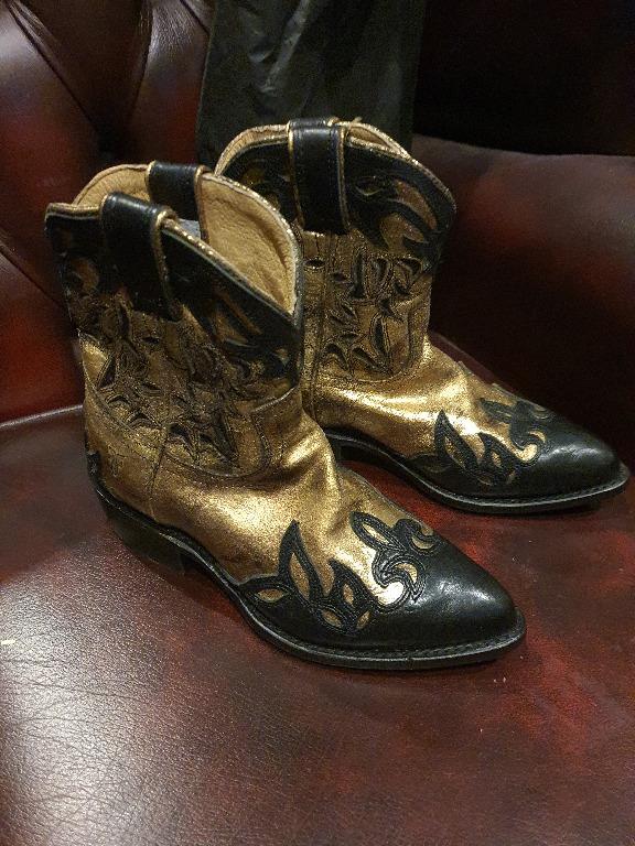 FRYE Billly Gold Black Distressed Ankle Boots