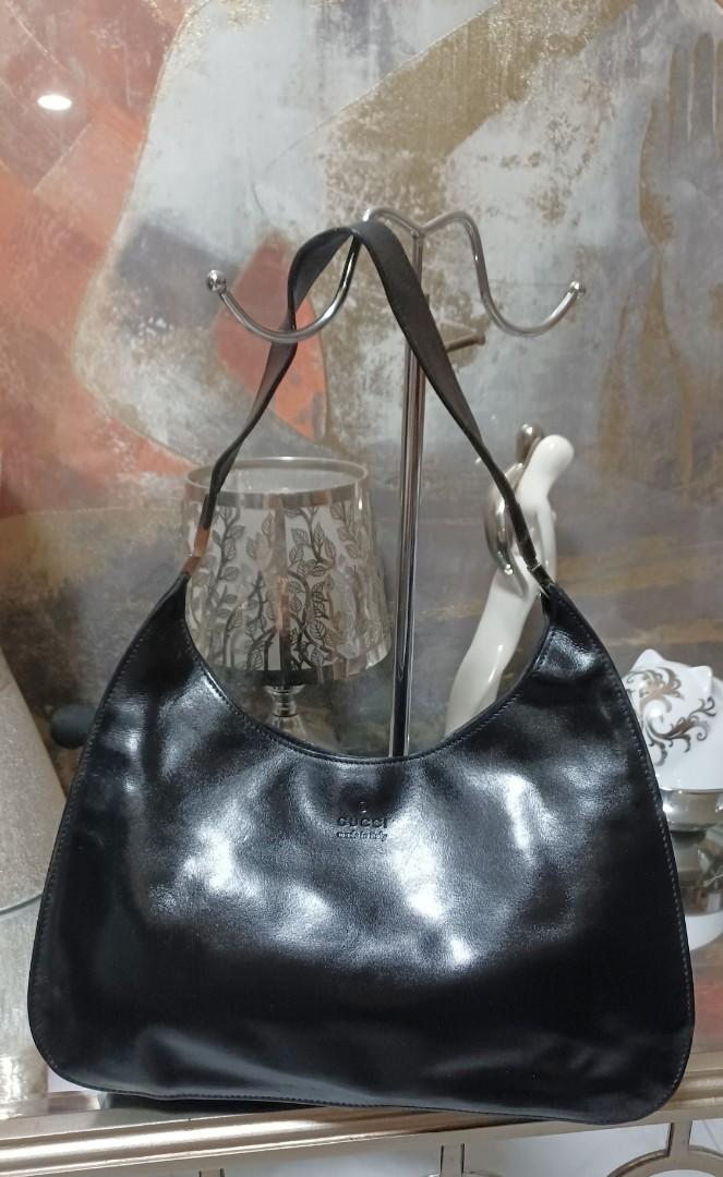 Gucci black leather hobo bag deals